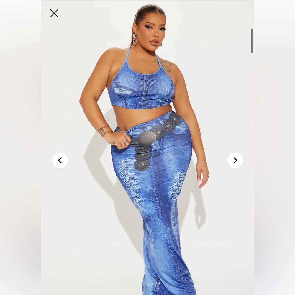 Fashion Nova Blue Midi Pencil Skirt Set👖